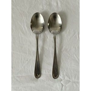 Oneida FLIGHT / RELIANCE Set of 2 Glossy Soup Spoons USA Stainless Flatware